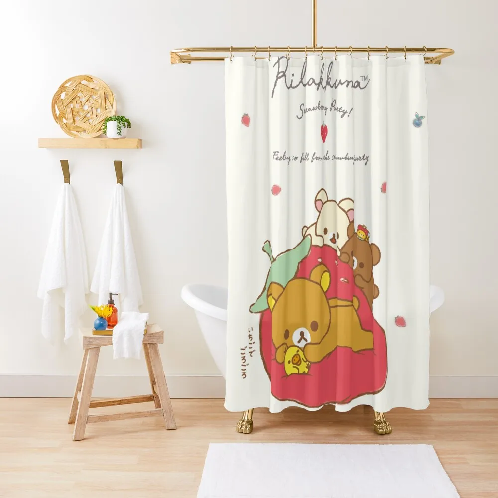 

Rilakkuma strawberry Shower Curtain Shower For Bathrooms Set For Bathroom Bathroom Accessories Bathroom Decor Curtain