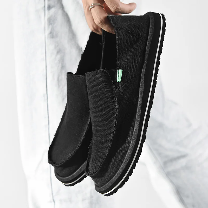 Neue, leichte, handgefertigte Canvas-Freizeitschuhe für Herren, modisches Design, Sneaker, Herren-Slipper, atmungsaktive, flache Schuhe mit niedrigem Schaft, weiche Fahrschuhe. – Detail 17