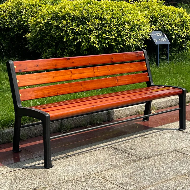 

Park chairs, outdoor benches, foreign trade leisure row chairs, benches, garden courtyard anti-corrosion solid wood iron seats