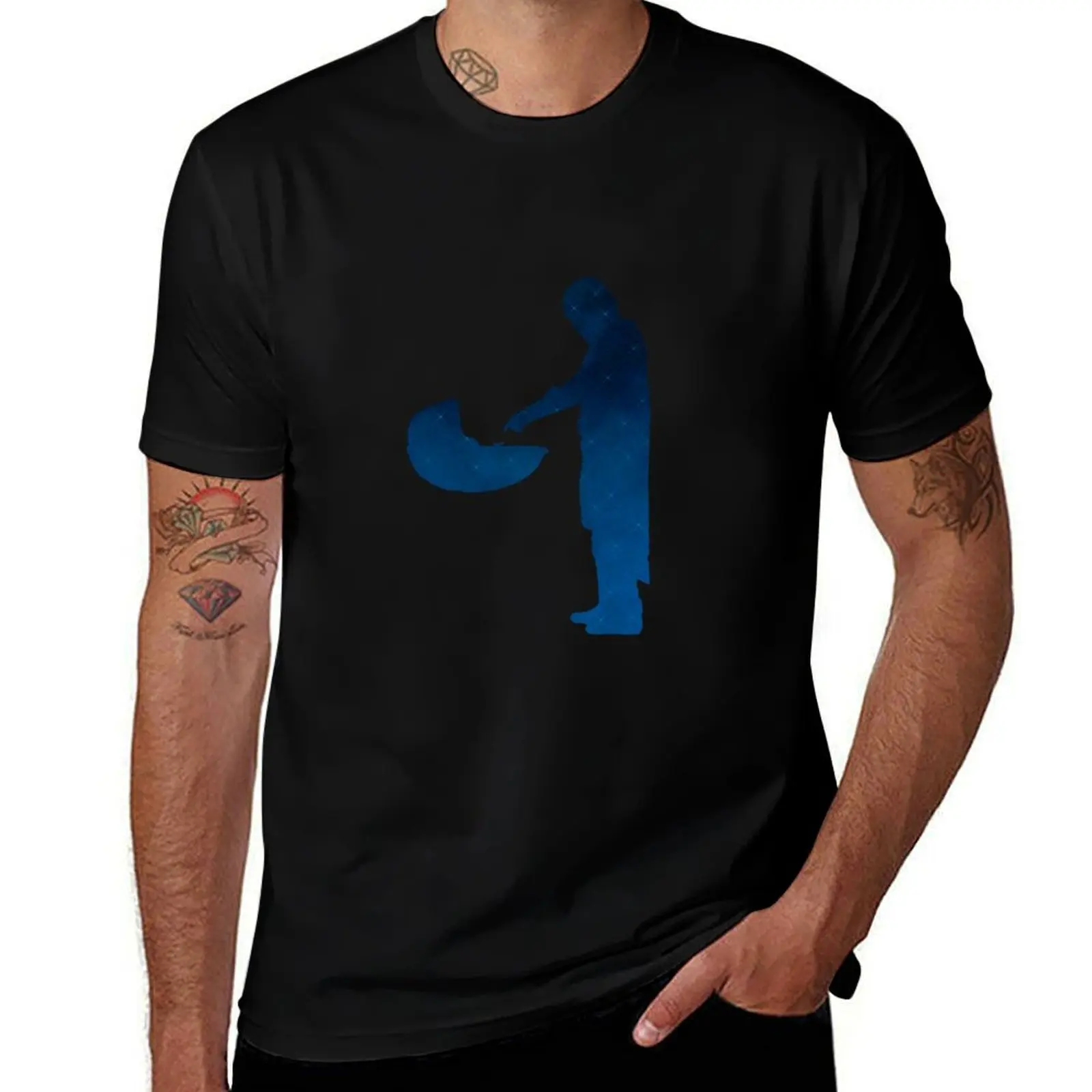 MANDO Dark Blue Nebula T-Shirt Art Pattern Printed Casual Top T-Shirt