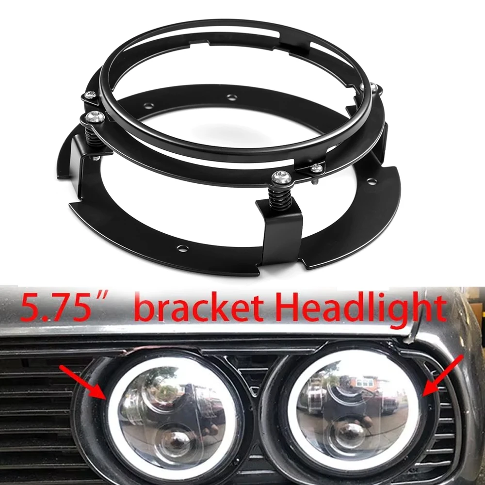 Motorrad Runde 5 3/4 Zoll 5,75 Zoll LED-Scheinwerfer Montagehalterung Schwarz/Chrom Scheinwerfer-Zierring Halterungskit Zubehör