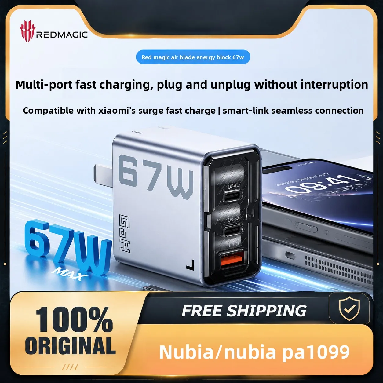 red-magic-dao-65w-gan-super-fast-charger-2c1a-adapter-for-nubia-z60-ultra-iphone-15-pro-max-xiaomi-huawei-lenovo-thinkpad