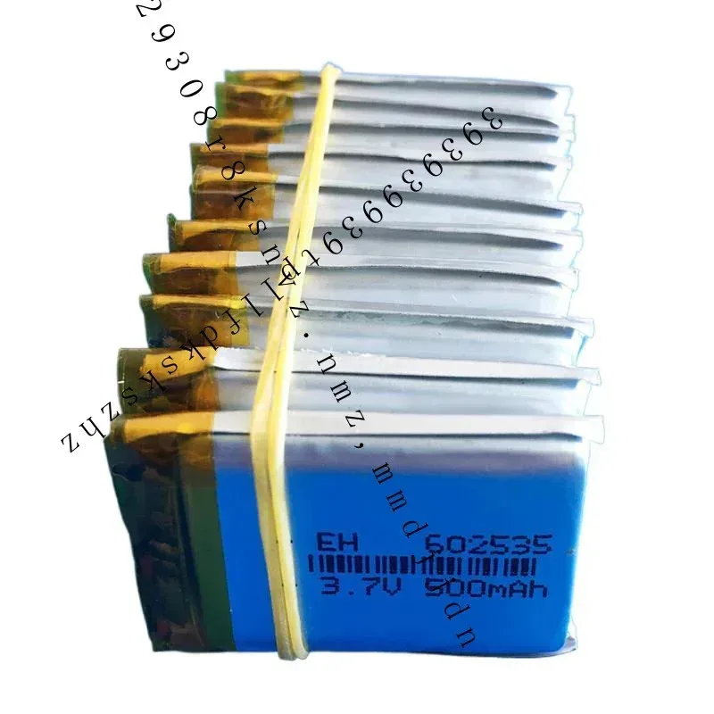 10 pcs 3.7V 602535     Lipo Rechargeable Battery 500mAh for MP3 MP4 DVD GPS JM