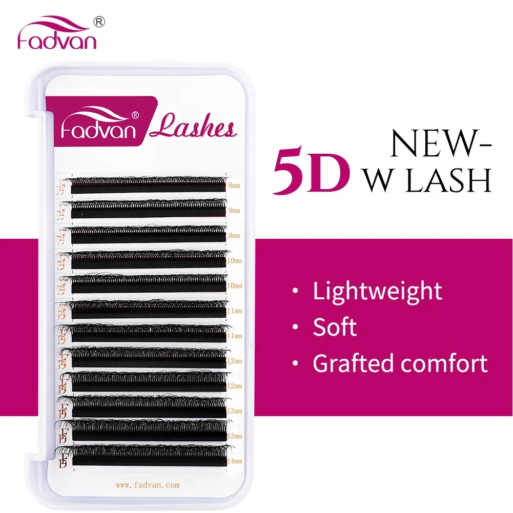 Fadvan 5D W Shaped Eyelash Extensions 0.07 D Natural Faux Mink Lashes Soft Professional Premade Volume Fan Eyelashes