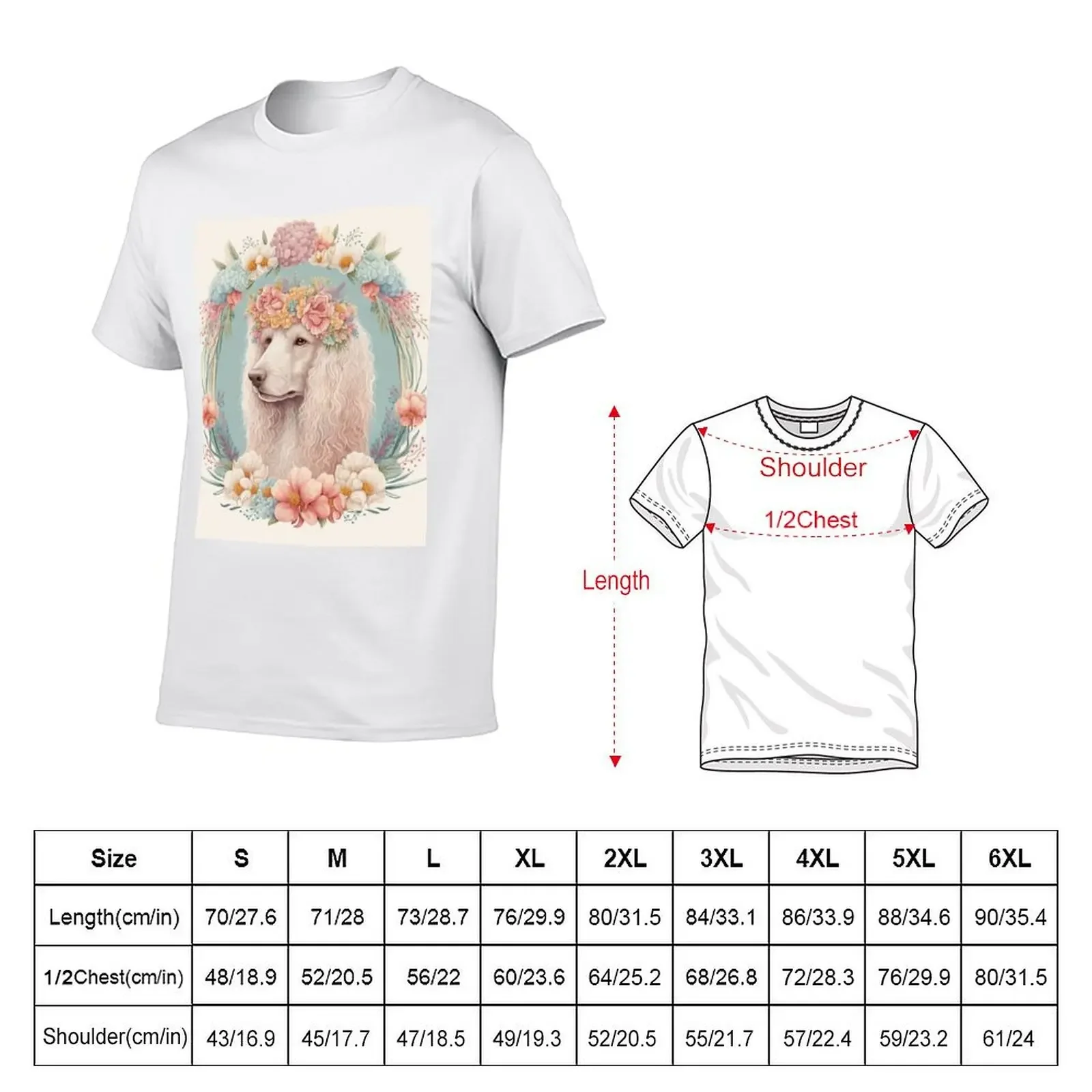 Cute Poodle Dog in Watercolor Floral Crown Painting T-Shirt customizeds oversized t shirt customs funny t shirts men