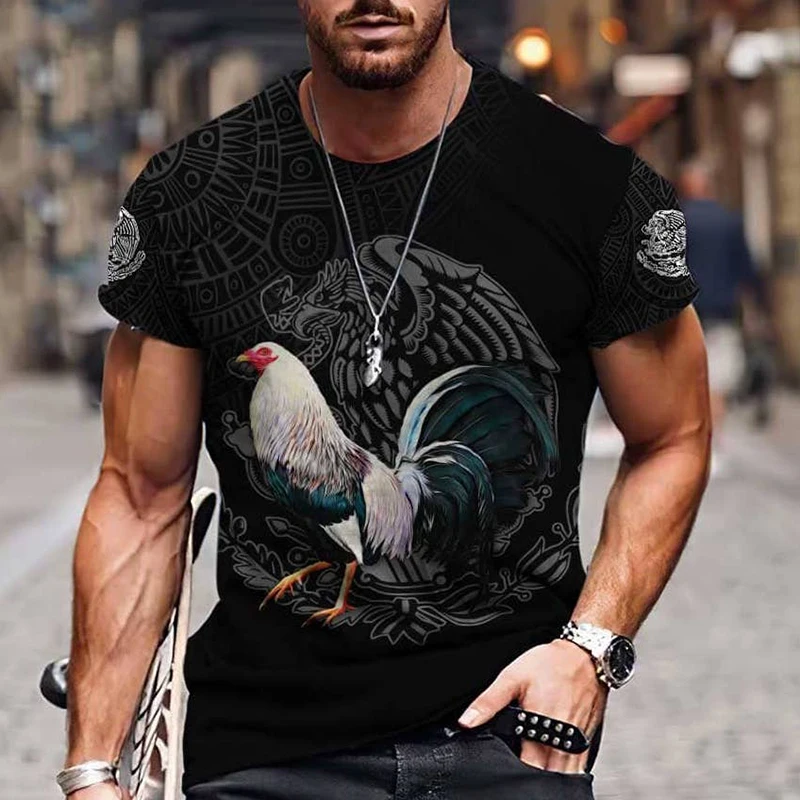 

Mens T-Shirts Summer Tees Mexico Rooster Fight Champion 3D Print Casual Short Sleeve Shirt Unisex Harajuku Tops Women Streetwear