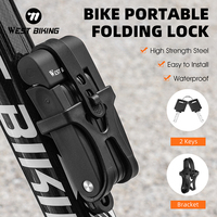 WEST BIKING Portable Bike Folding Lock Mini Anti-theft Safety Lock High Sturdy Alloy Waterproof Motorcycle E-bike Bicycle Lock