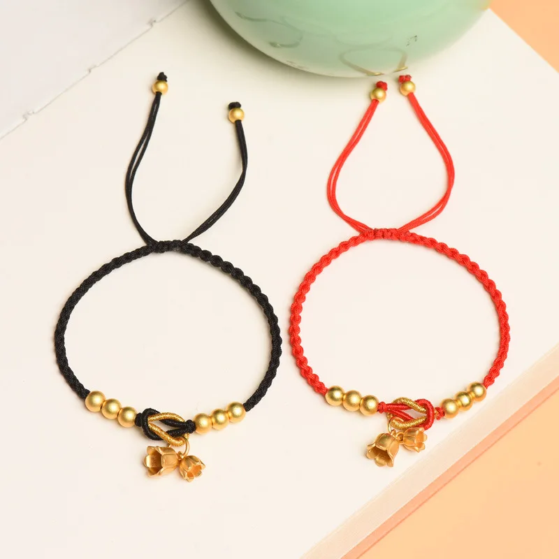 Woven Convallaria Majalis Pendant Bracelet Female Red Rope Bracelet Students Simple INS Style Girlfriends Lovers Gift Dropship