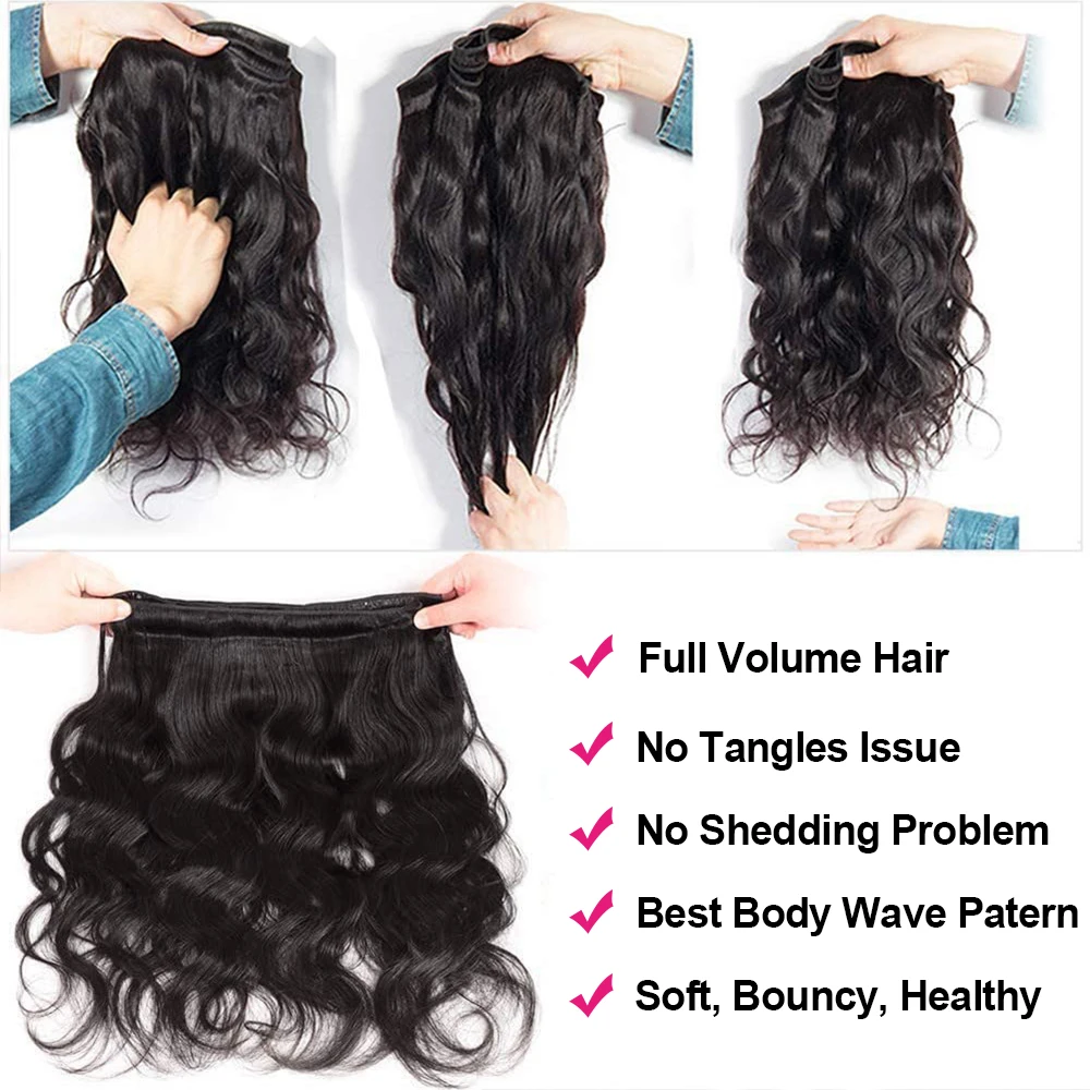 Волнистые человеческие волосы Megeen, искусственные бразильские волнистые волосы для наращивания 12 А, 4 пряди Deal 95-100 г, волосы 1B Black Remy