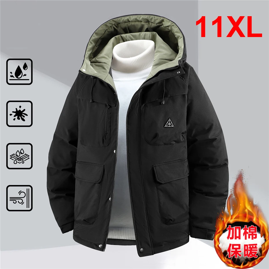 

Winter Thick Jacket Men 11XL Plus Size Cargo Parkas Fashion Casual Warm Cargo Coat Male Outdoor Outerwear Big Size