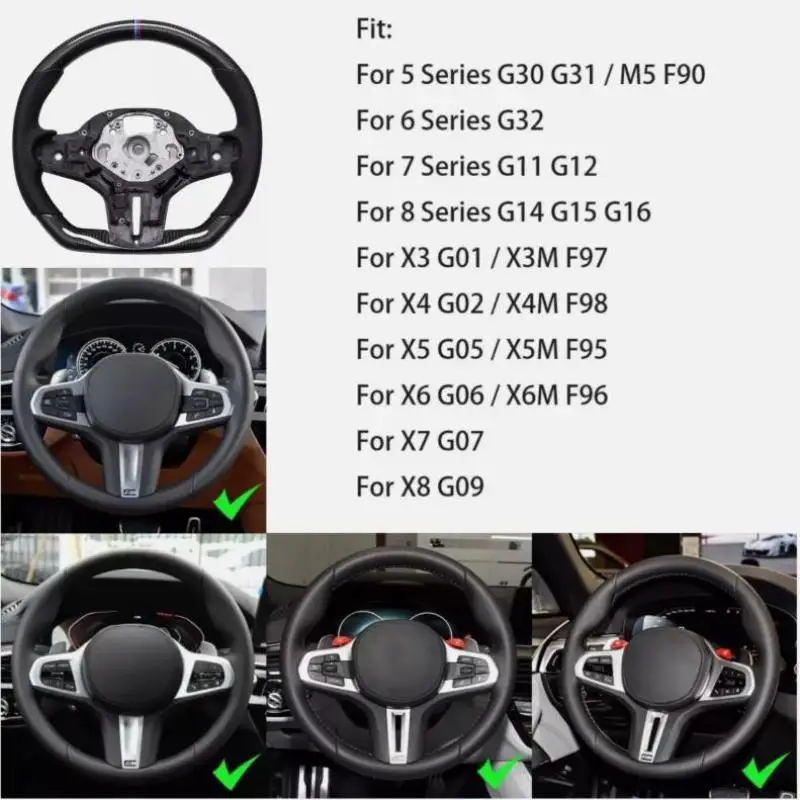 1 قطعة سيارة عالية الجودة ألياف الكربون الحقيقية عجلة القيادة لسيارات BMW G30 G14 G11 G05 X3M X4M X5M 2019-2022 عجلة توجيه السيارات #2