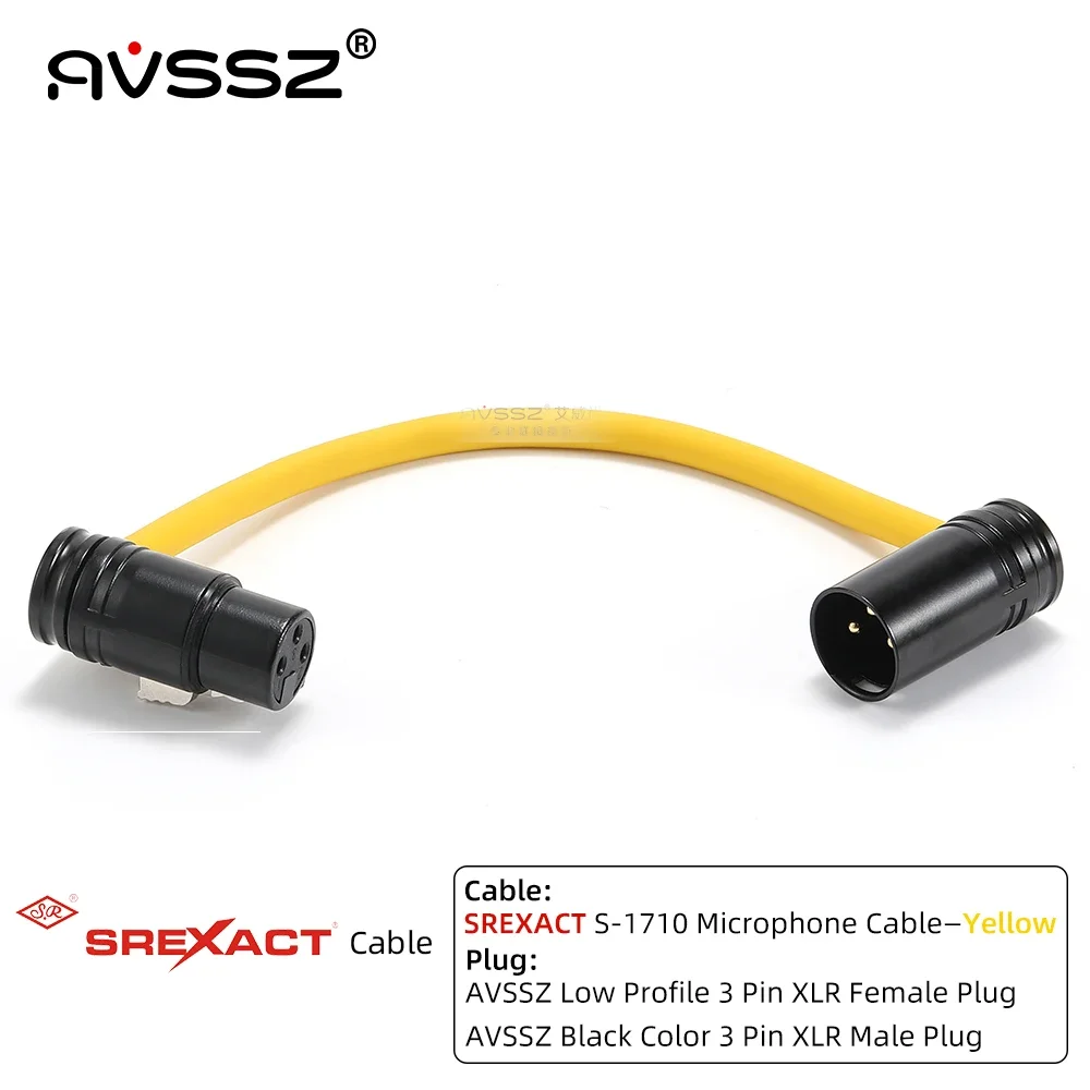 AVSSZ Low Profile 3 Pin XLR Connector Cable Right Angle L Shape Plug Microphone Mixer Amplifier SREXACT Professional Audio Line