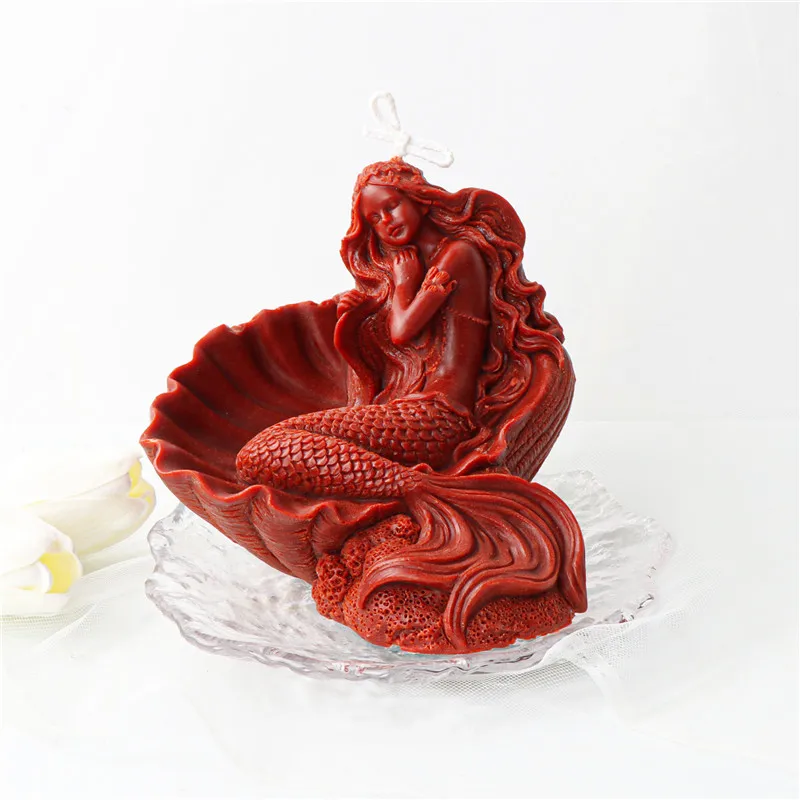 

Sleeping Shell Mermaid Silicone Candle Molds 3D Stereoscopic Mermaid Body Scented Gypsum Resin Molds Mermaid Plaster Mold Craft