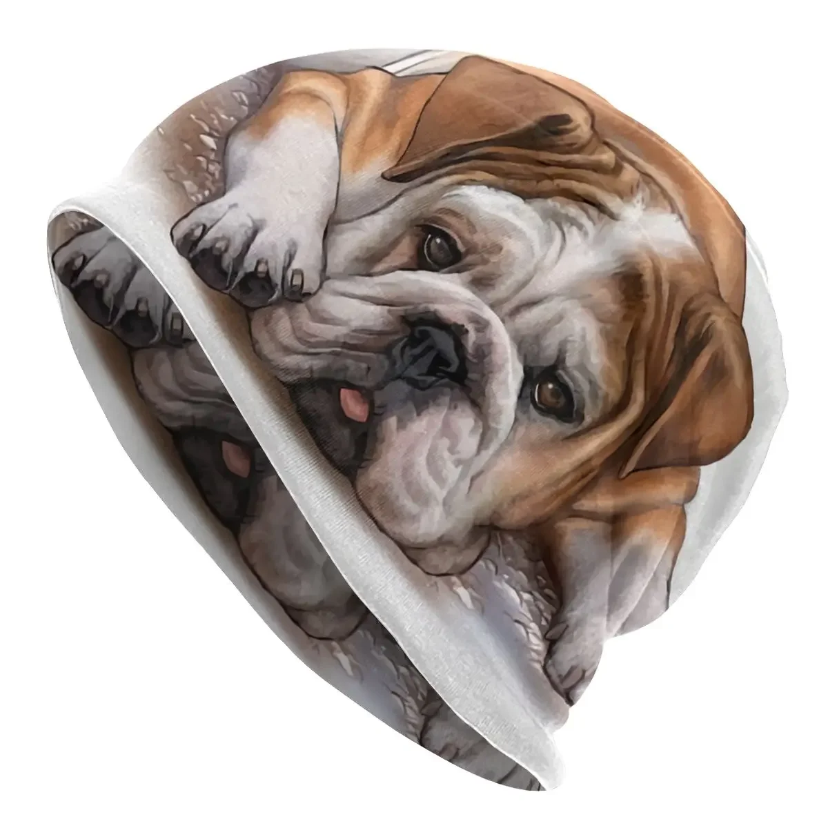 

English Bulldog Lover Men Women Beanies Outdoor Ski Cap Double Layer Fabric Bonnet Hat