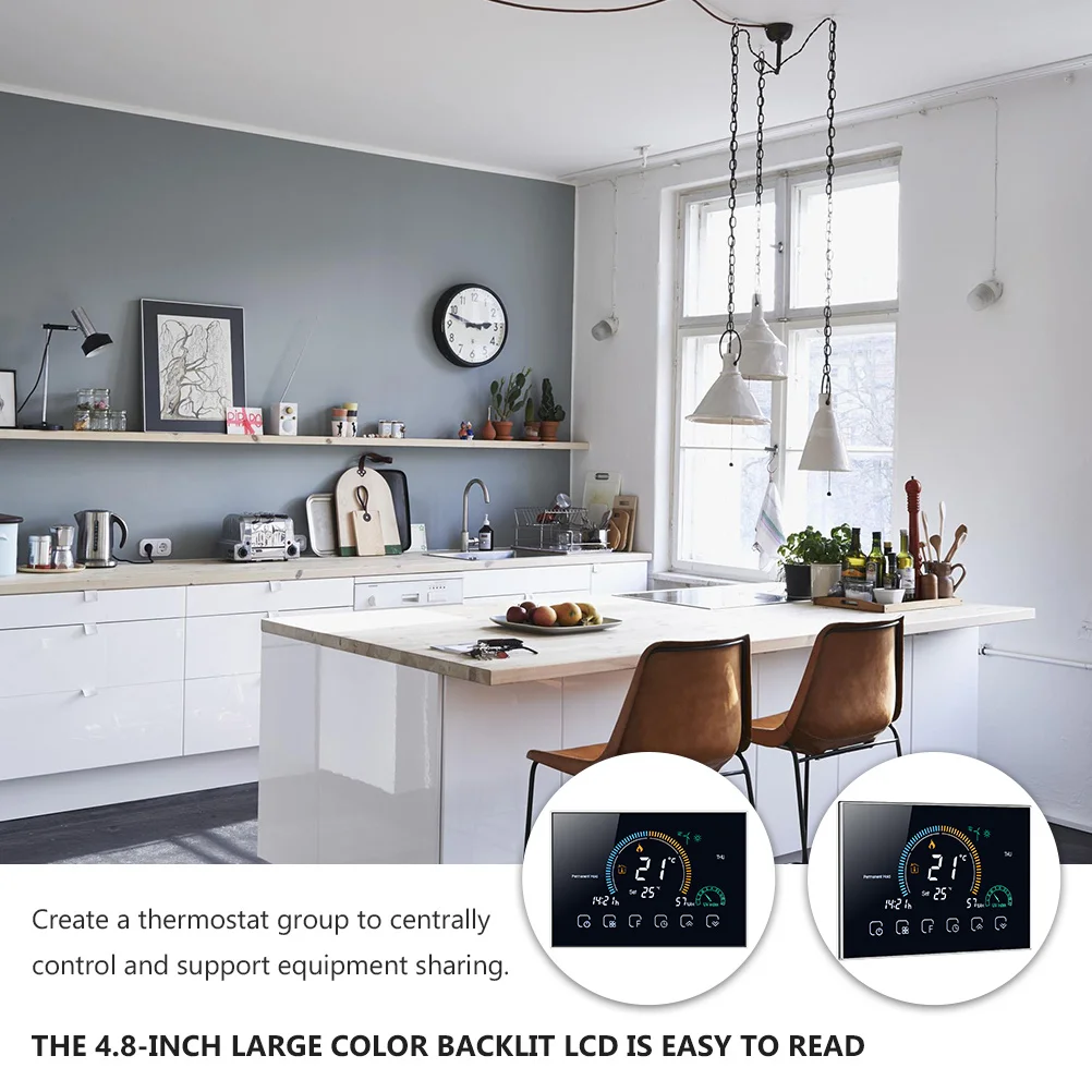 

Smart Thermostat with 48-Inch Backlit Color LCD Touch Screen Wireless Temperature Controller for Home Smart Thermostat