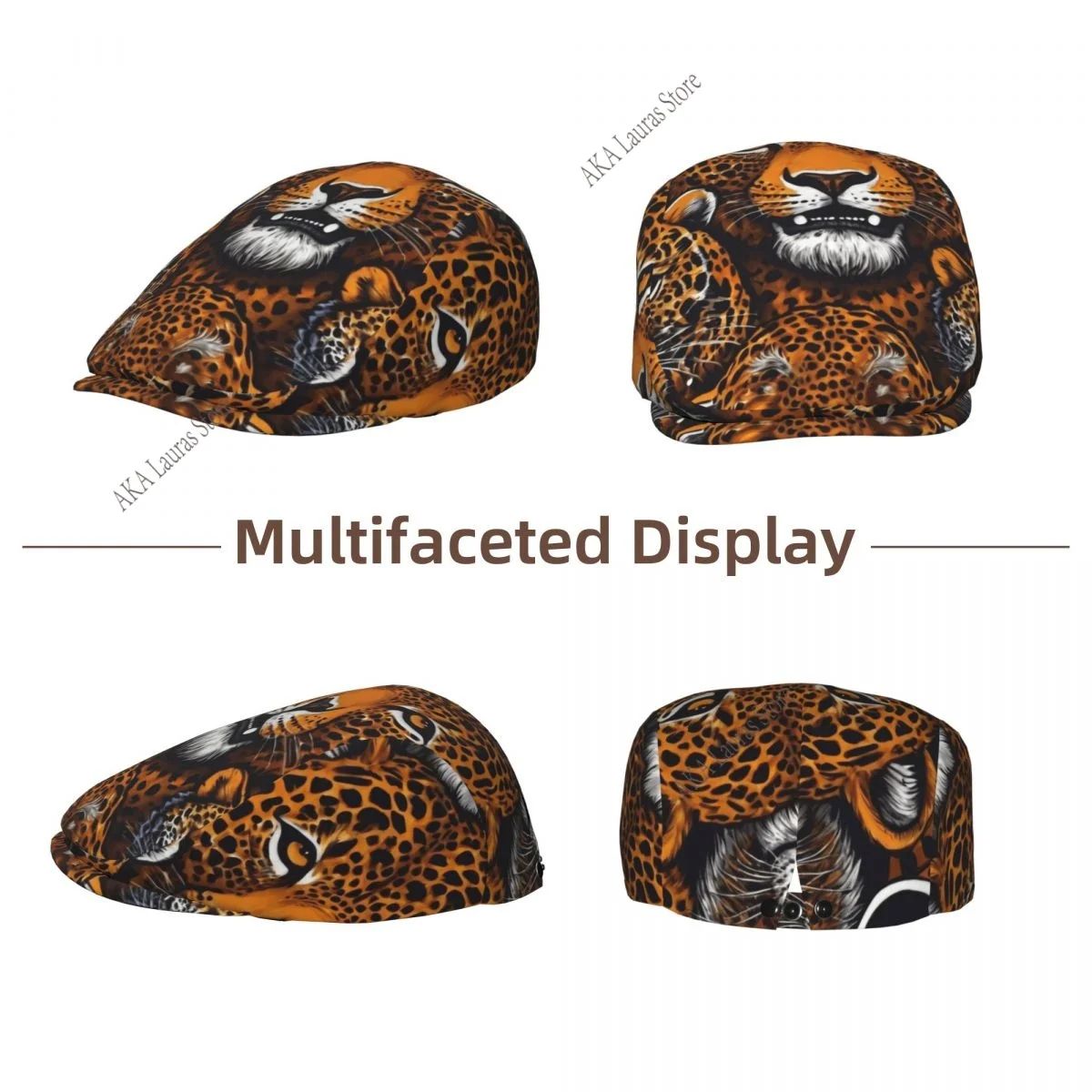 Elegant Men's Beret Leopard With Large Face Women's Kepi Cap Male