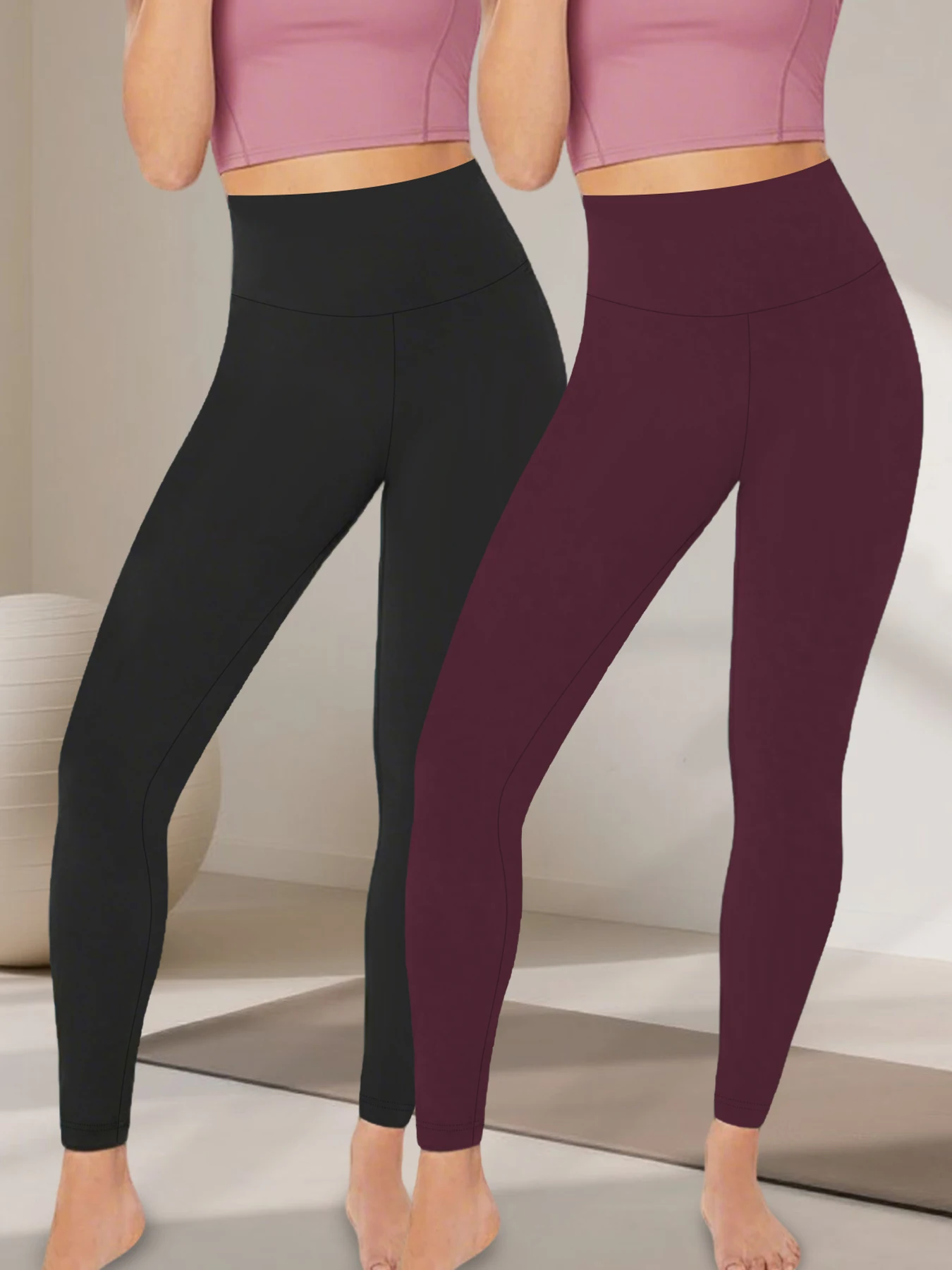 

2 Pack Women's Super Soft Leggings High Waisted Tummy Control No See Through Workout Yoga Running Athletic Push Up Gym Leggings