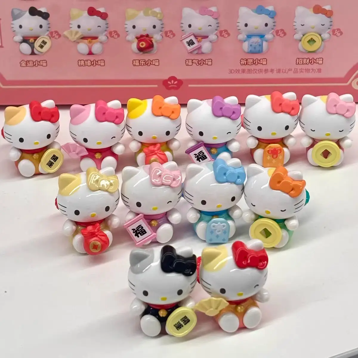 

Коллекционные фигурки Hello Kitty Lucky Cat: милые мультяшные котята-талисманы в слепых пакетах, игрушки-украшения, подарки для детей