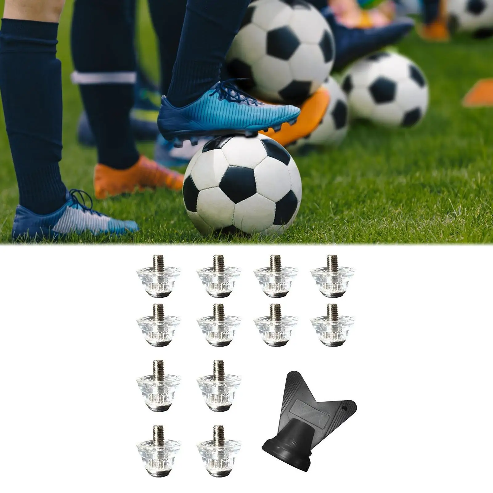 

12x Football Boot Studs with Wrench for Indoor Outdoor Athletic Sneakers