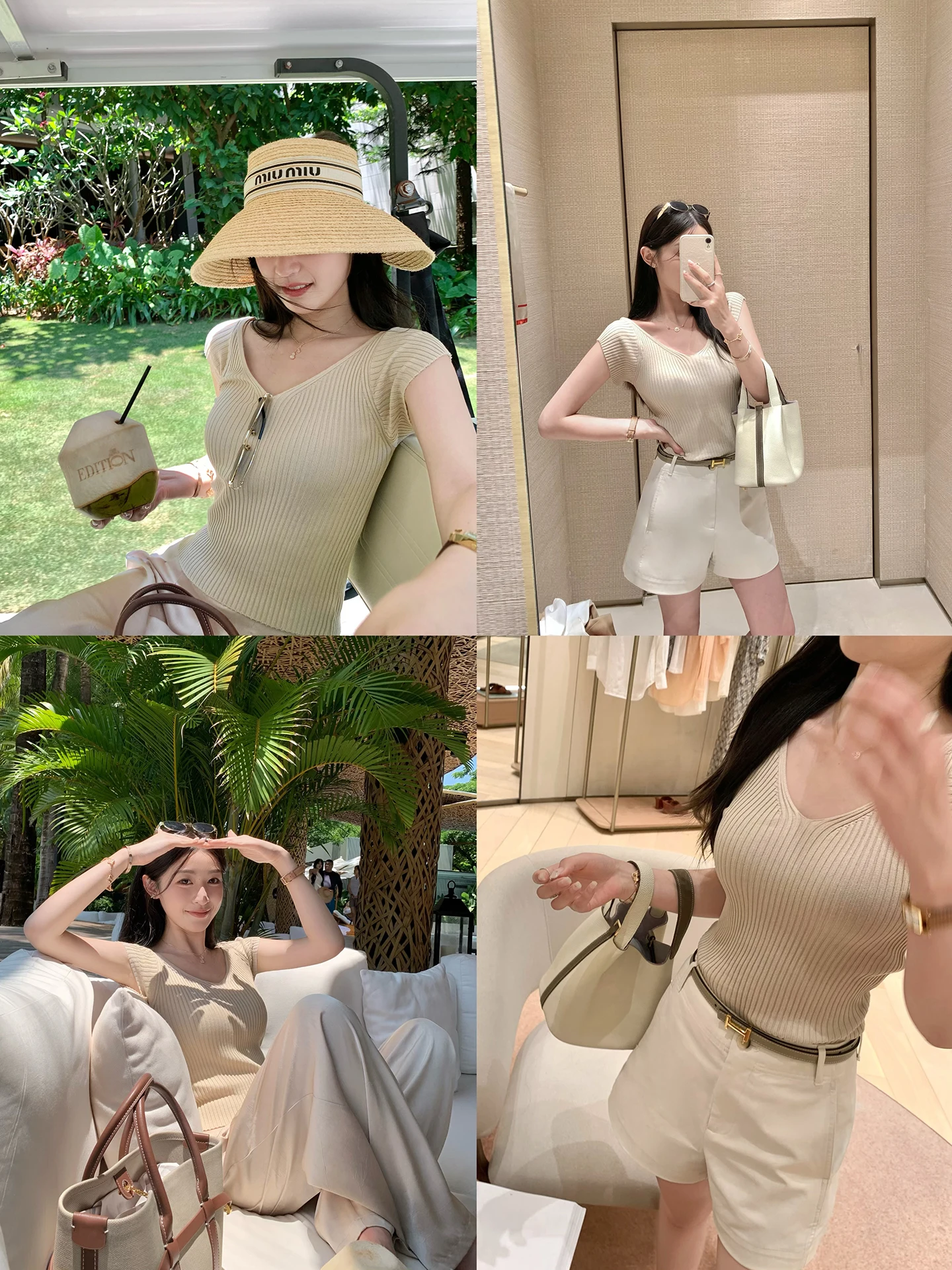

Cchen Chencheng High Elastici ort Sve Double V-ne Knitted Top Women's Summer Slim Fit T-irt Casual Sle Pure Color