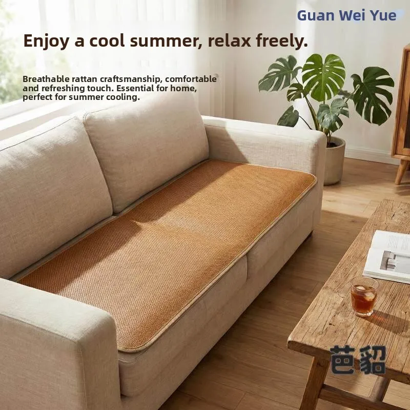 

Summer Cooling Bamboo Mat Office Chair Pad Double Sided Wicker Ice Silk Cushion Redwood Sofa Pad Breathable Cooling Pad