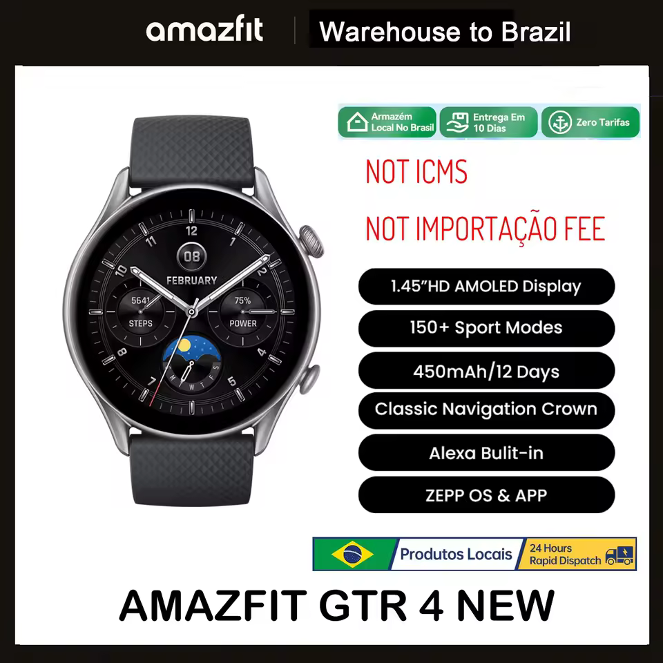 TOP 12 SMARTWATCHES COM ESTOQUE NO BRASIL EM 2025 – SUPER PROMOÇÃO! Amazfit GTR 4 NEW Smartwatch