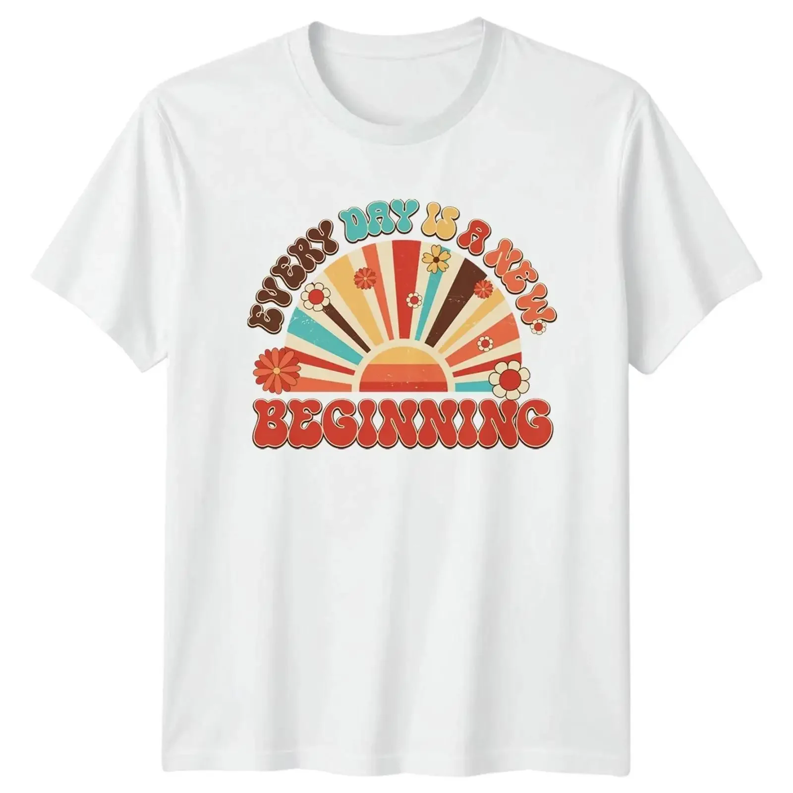 Every Day Is A New Beginning T Shirt Retro Positive Affirmation vintage Washed Casual Stretched Soft fashion Breathable