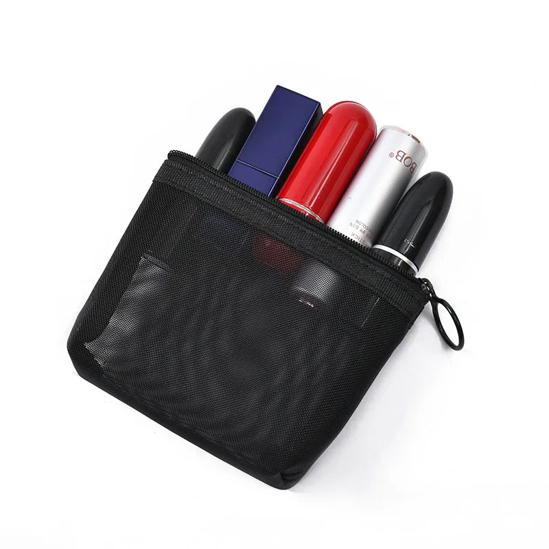 1pcs Transparent Mesh Zipper Cosmetic Bag Women Necessary Organizer Fashion Small Large Black Toiletry Bags Makeup Pouch Case