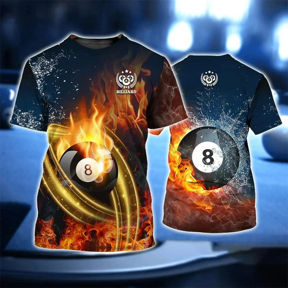 Summer New Snooker Graphic Men's T-shirt 3D Printed Billiards Enthusiast Clothing Casual Male Female Personality Player Uniforms