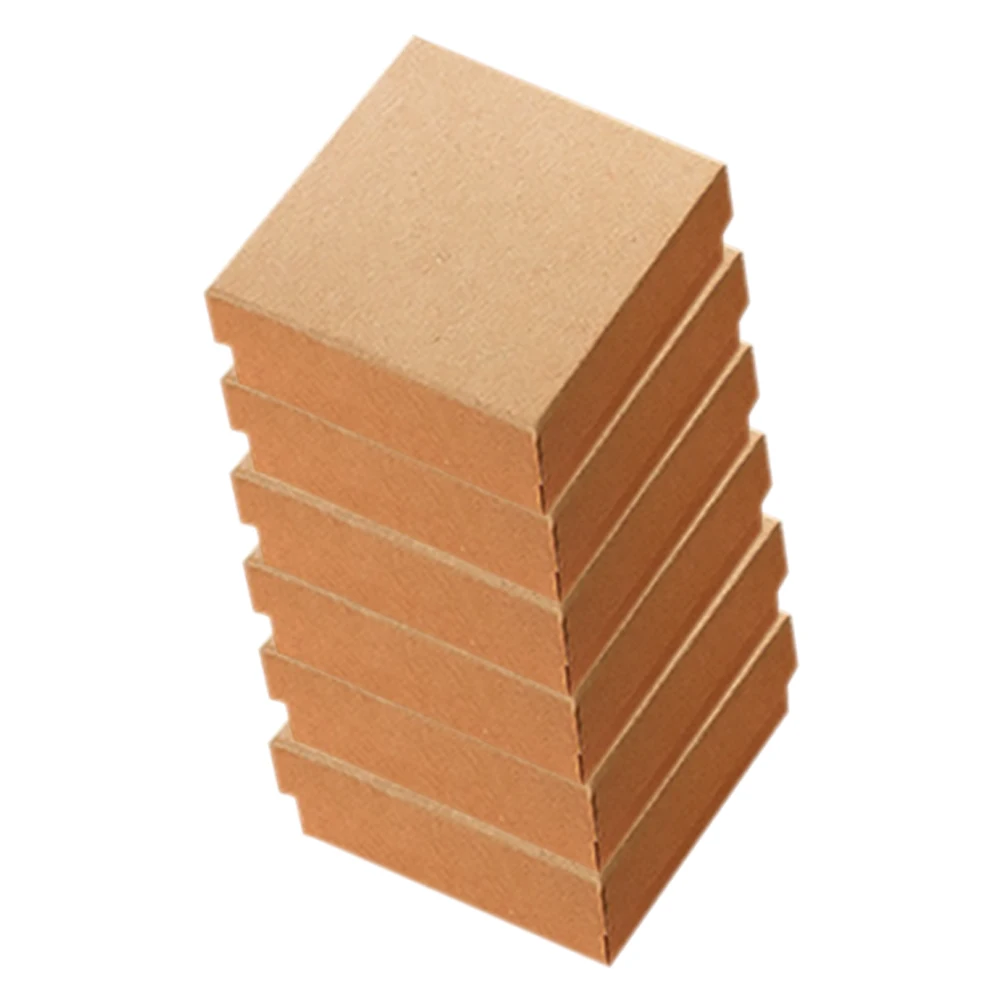 

6pcs Mini Jewelry Gift Boxes 7x7x3cm Kraft Paper Case with Sponge for Necklace Earrings Ring Pendant Christmas Packaging