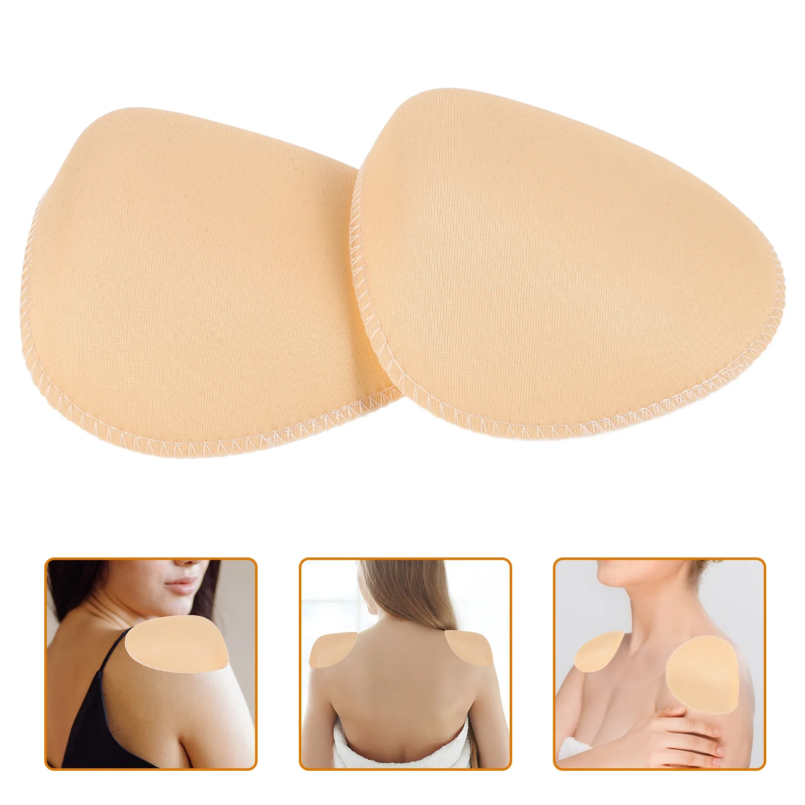 2 Pairs Self-adhesive Seam-free Shoulder Pad Flocking Fashion Inserts Strap Covered Pads Sponge Bra Elderly