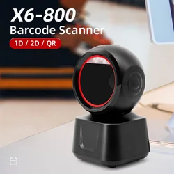 1D 2D QR Desktop Wired Barcode Scanner Hands-Free Auto Sense Reader USB Compatible w/ Window Android System Image CMOS Sensor