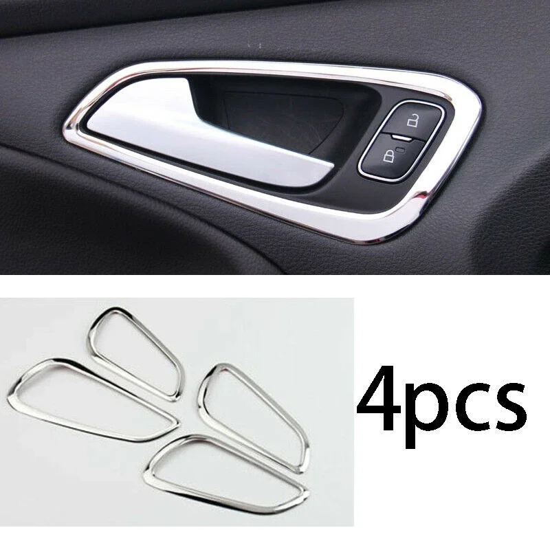 4 Pcs Car Inner Door Handle Protector Decoration Cover For Ford Focus 4 MK4 2014-2017 Stainless Modification Trim Silver/Blue