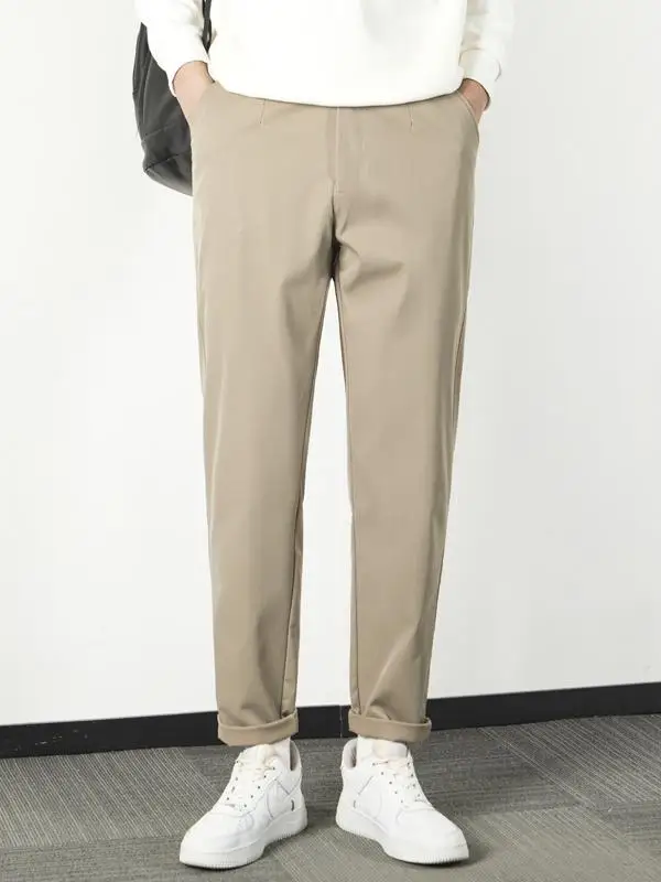 

Men's Faionable Slim Fit Casual Nine-Piece West Pants Spring Autumn New Sle Drapey Lightweight Long Pants for Youth