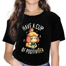 CUP OF POSITIVITEA Women T Shirt Animal Crossing New Horizons Vintage Tee Shirt Short Sleeve Crew Neck T-Shirt Summer Clothing