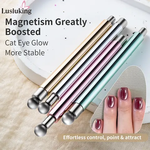 Magnetyczny przyrząd do zdobienia paznokci efektem kociego oka, cylindryczny patyczek z magnesem kulkowym, akcesorium do manicure, efekty z koralików szklanych, pasuje do lakierów hybrydowych UV.