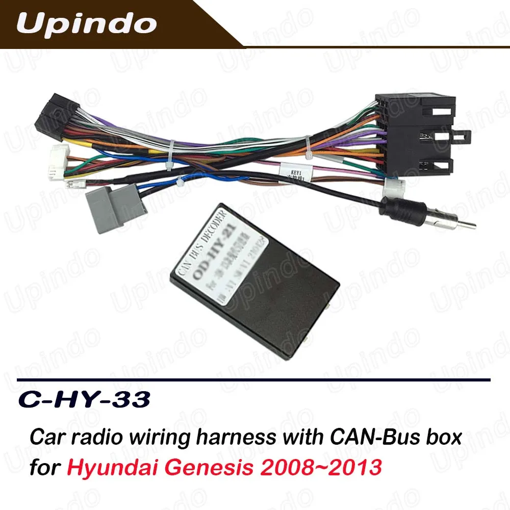 For Hyundai Genesis 2008-2013 CAN-Bus Radio Adapter & Wiring Harness Car Stereo Power Connector Socket for Media Player