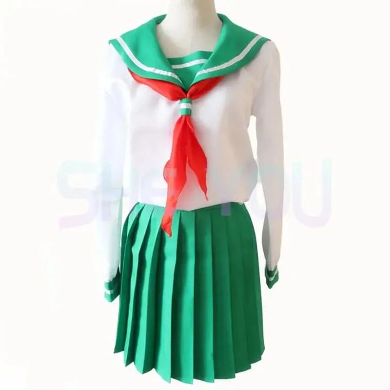 

CyAnime Inuyasha Higurashi Kagome Cosplay Costume Girls School Uniforms Sailor Suits Women Dresses Tops + Skirt + Tie