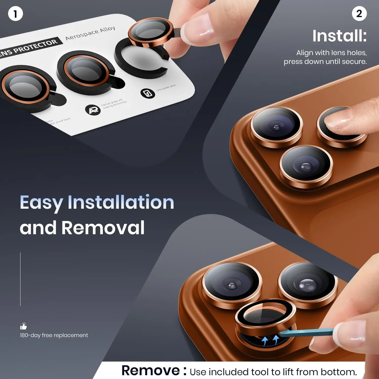 للهاتف 17 برو ماكس 17Air حامي عدسة الكاميرا امتزاز قوي معدن 9H الزجاج المقسى شاشة الكاميرا غطاء حماية كامل #4