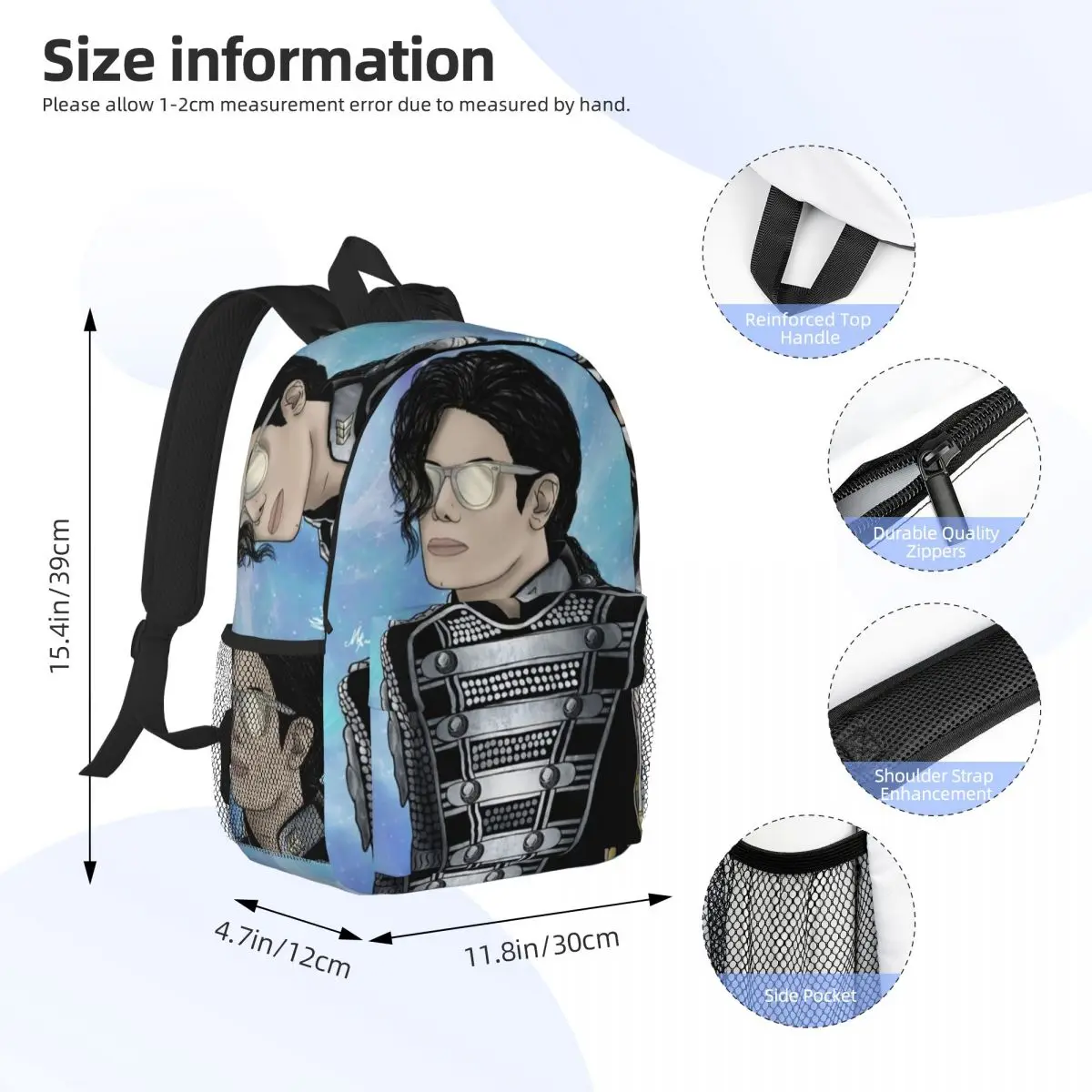 Michael Jackson Musicians Singers Dancers Backpack Daypack  Boys Girls BookBag Shoulder Bags for Men Women Children School Bag