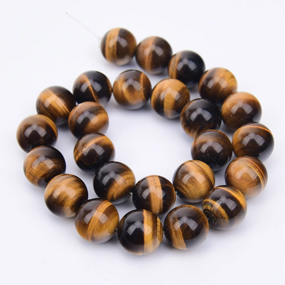 APDGG Natural 16mm Yellow Tiger Eye Stone Round Loose Beads Strands 15.5