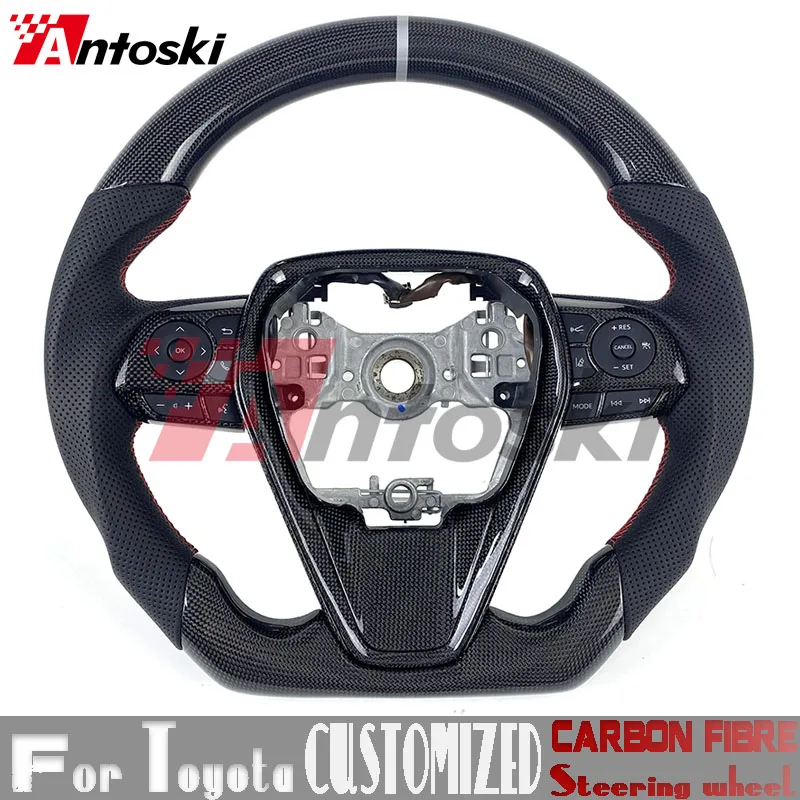 Customized carbon fiber steering wheel style for Toyota Camry Corolla Wildlander RAV4 Avalon 2018 2019 2020 LED