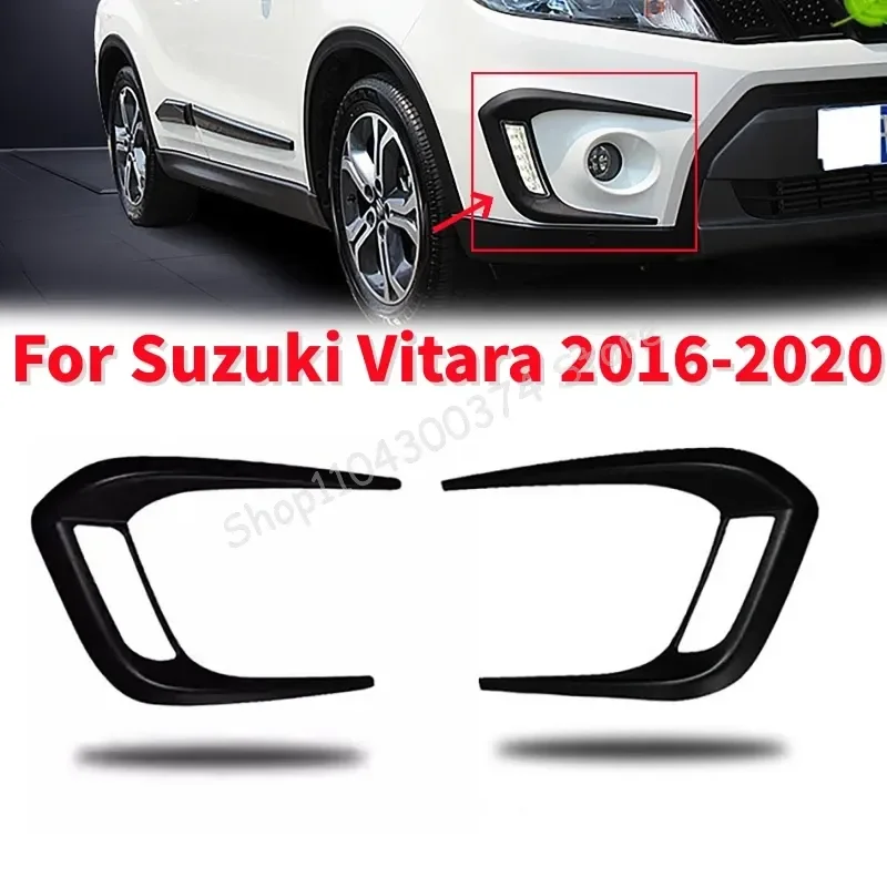 

2Pcs Car Front Fog Light Cover Grill Daytime Running Lamp Frame Trim For Suzuki Vitara 2016-2020