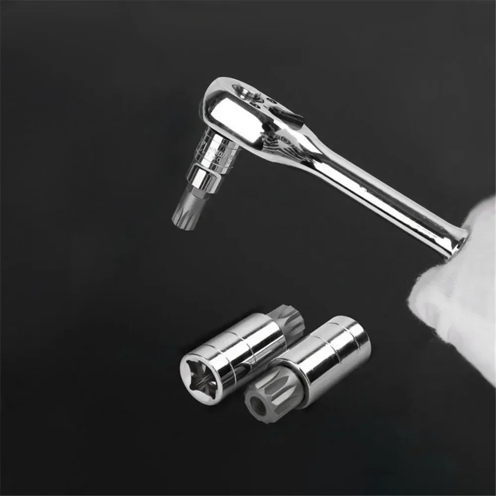 M4-M18 10PCS Professional Point Triple Square Spline Bit Socket Set Tamper Press Batch Sleeve Set Auto Repair Tools Screwdriver