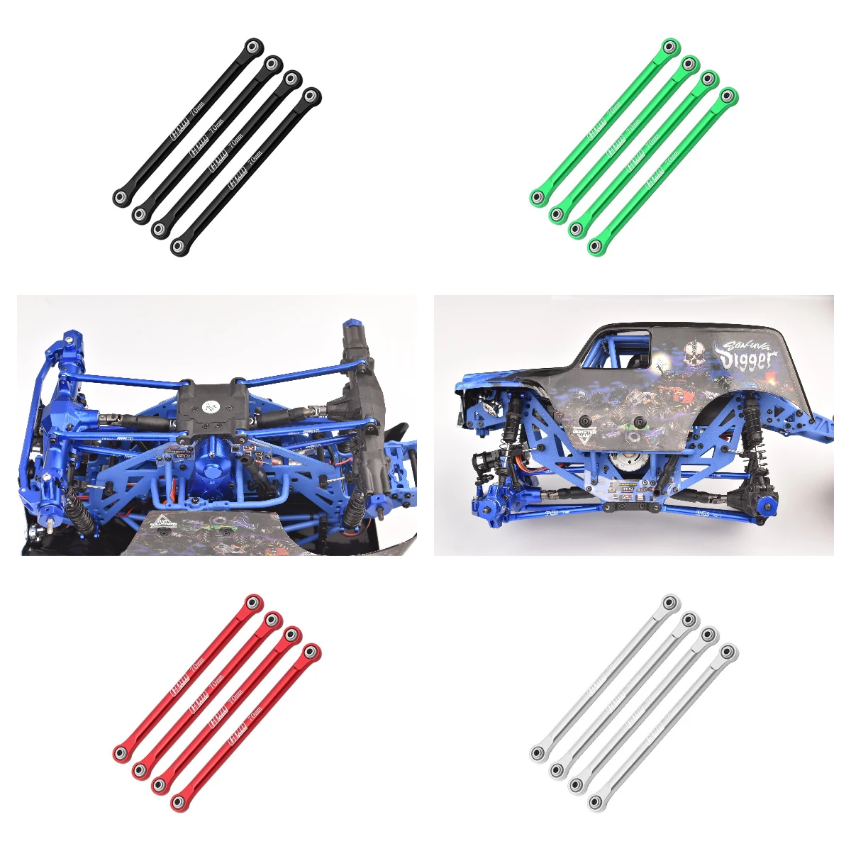 

GPM Alloy 7075 Lower 4-Link Bar Set LOSI 1/18 Mini LMT Megalodon 2S LOS214045