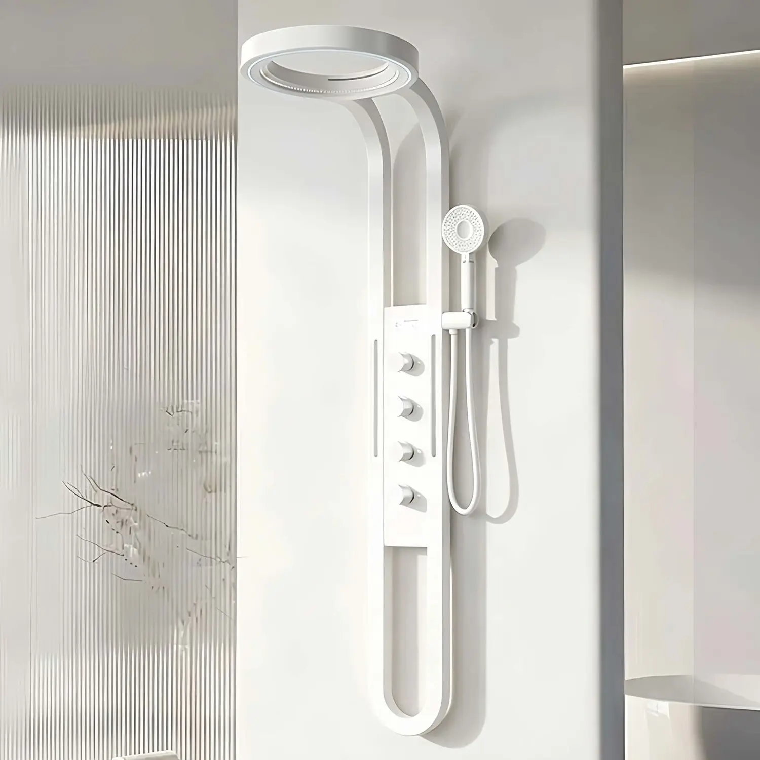 Deluxe Round Shower Set, Multifunctional Shower Kit with Rain, Waterfall & Massage Spray Modes for Household Bathroom