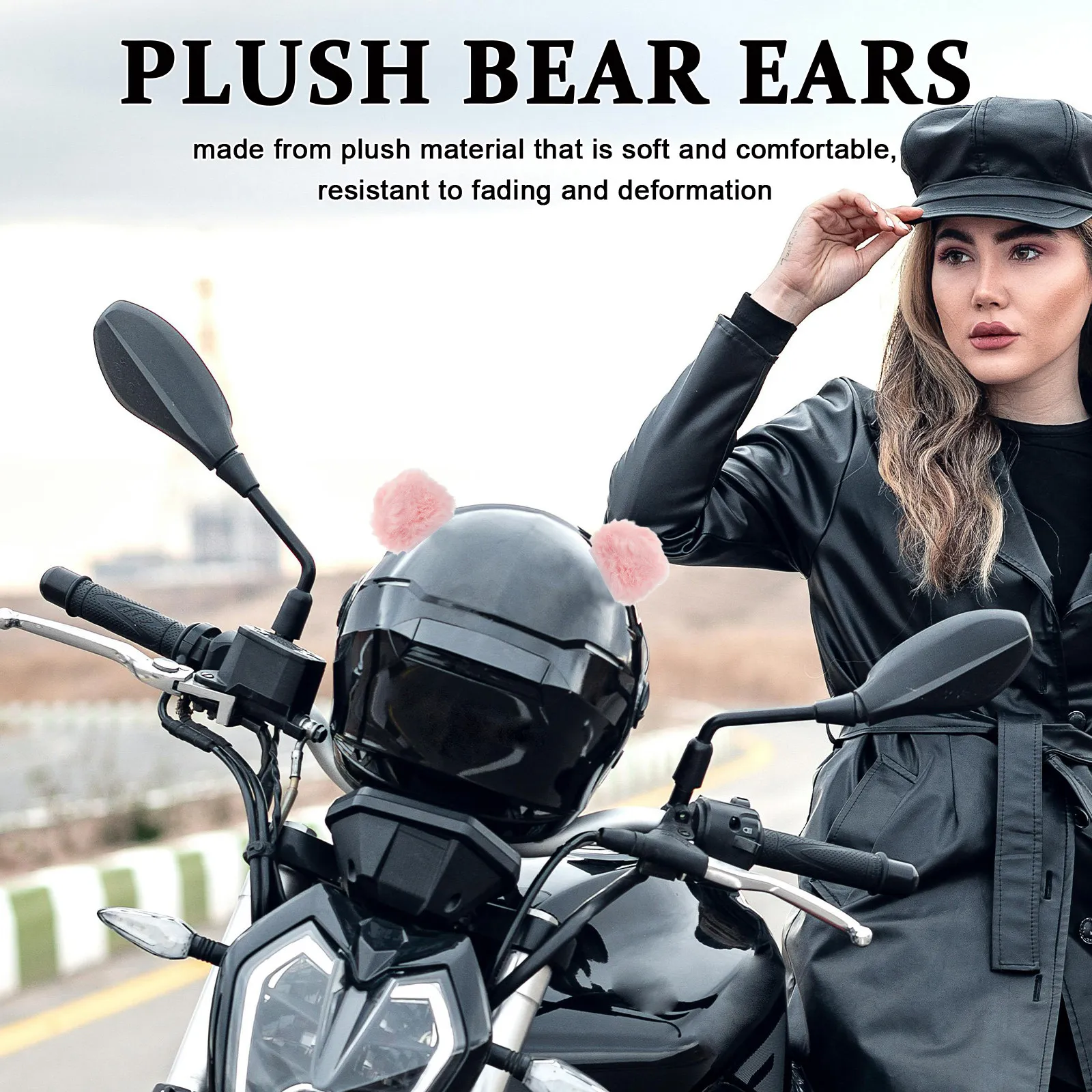 

1Pair Cute Bear Ear Decoration Detachable Motorcycle Scooter Accessory Soft Comfortable Stylish Rider Ornament