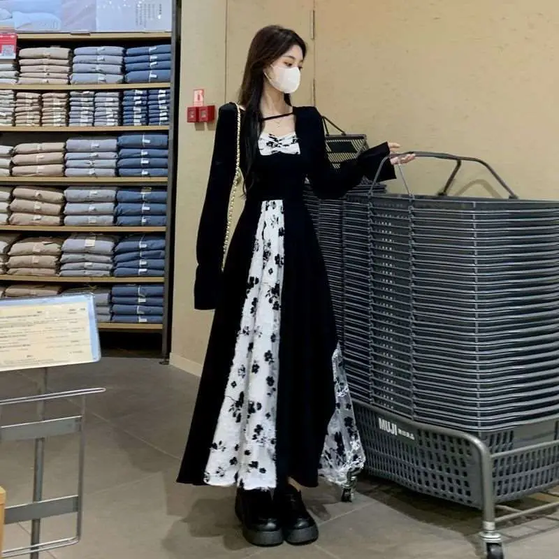 

Платье миди А-силуэта в стиле Хепберн большого размера, скрывающее живот, элегантное повседневное модное платье для женщин среднего возраста