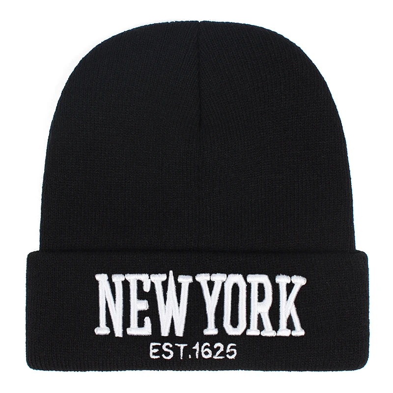 2025 جديد بسيط قبعة الفول المألوف نيويورك محبوك قبعة الخريف الشتاء الترفيه في الهواء الطلق يندبروف قبعة تدفئة للجنسين قبعة بلا حدود