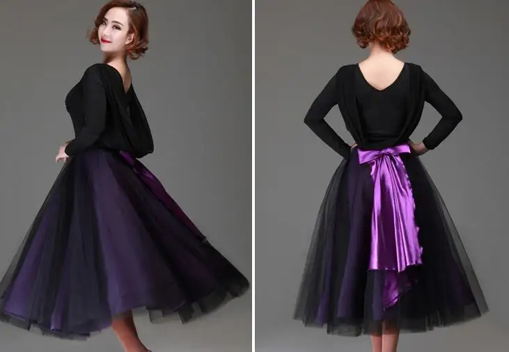 New Ballroom Dance Skirts Women Lady Waltz Tutu Long Skirt Flamenco Dancing Costumes Practice Wear Modern Dance Clothing